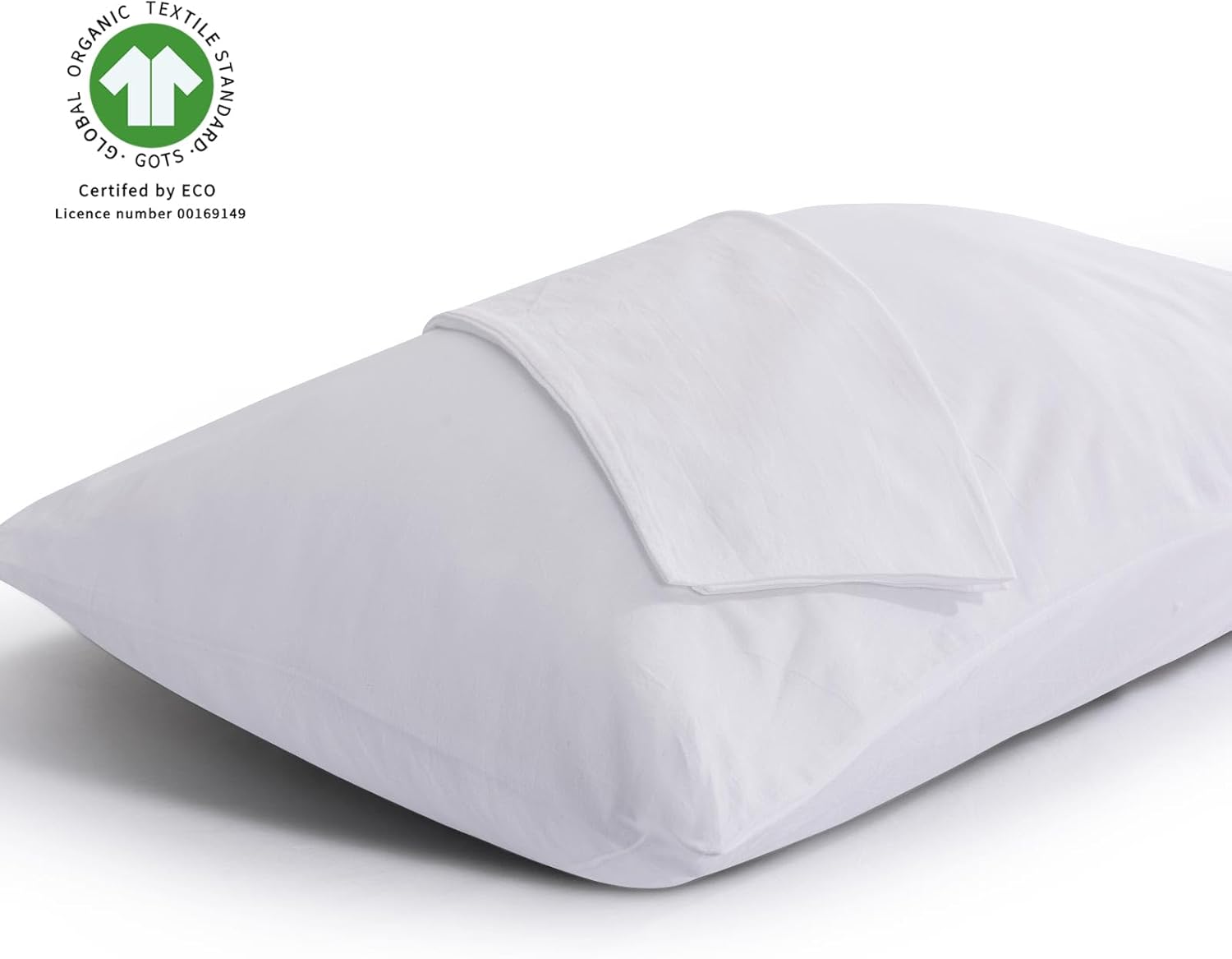 NEXHOME PRO Juego de 2 fundas de almohada 100% de algodón orgánico tamaño estándar, cierre tipo sobre, color blanco, sensación de lino con textura
