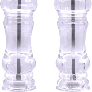 BigData&BetterLife Juego de molinillo de sal y pimienta acrílico transparente, juego de molinillo de sal y pimienta manual ajustable, rotador de BigData&BetterLife Juego de molinillo de sal y pimienta acrílico transparente, juego de molinillo de sal y pimienta manual ajustable, rotador de