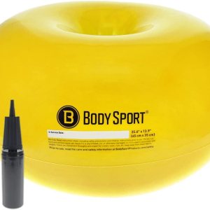 Body Sport Bola de dona  Pelota de ejercicio duradera e inflable para entrenamiento de equilibrio y estabilidad, yoga y pilates, uso en el hogar, Body Sport Bola de dona  Pelota de ejercicio duradera e inflable para entrenamiento de equilibrio y estabilidad, yoga y pilates, uso en el hogar,