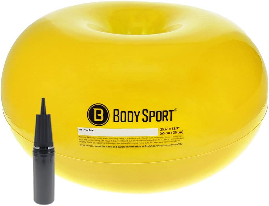 Body Sport Bola de dona  Pelota de ejercicio duradera e inflable para entrenamiento de equilibrio y estabilidad, yoga y pilates, uso en el hogar,