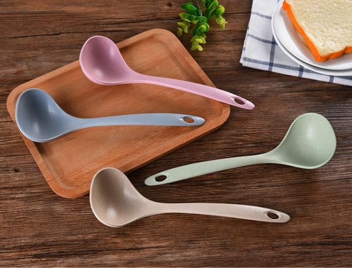 Cucharas de paja de trigo ecológicas, cuchara de sopa de paja de trigo, cuchara de sopa para cocinar, cucharas de cocina de paja de trigo,