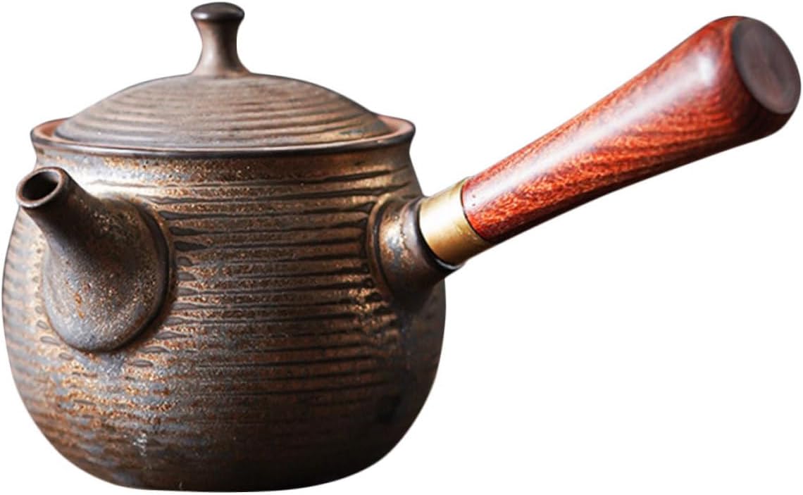 Hervidor de té Olla de cerámica con mango lateral Olla de té japonesa Juego de té de China Juego de té vintage Juego de té suelto Tetera de