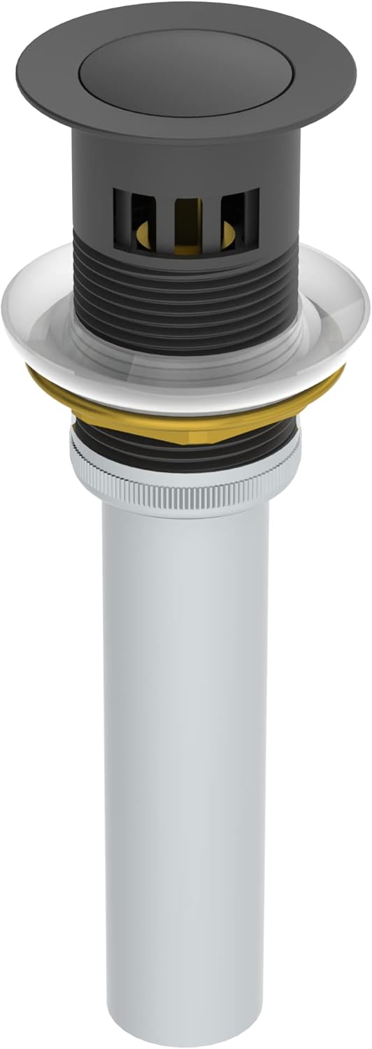 Symmons Elm – Grifo de baño con dos manijas central de 4 pulgadas con drenaje desplegable en negro mate (1.0 GPM), grande