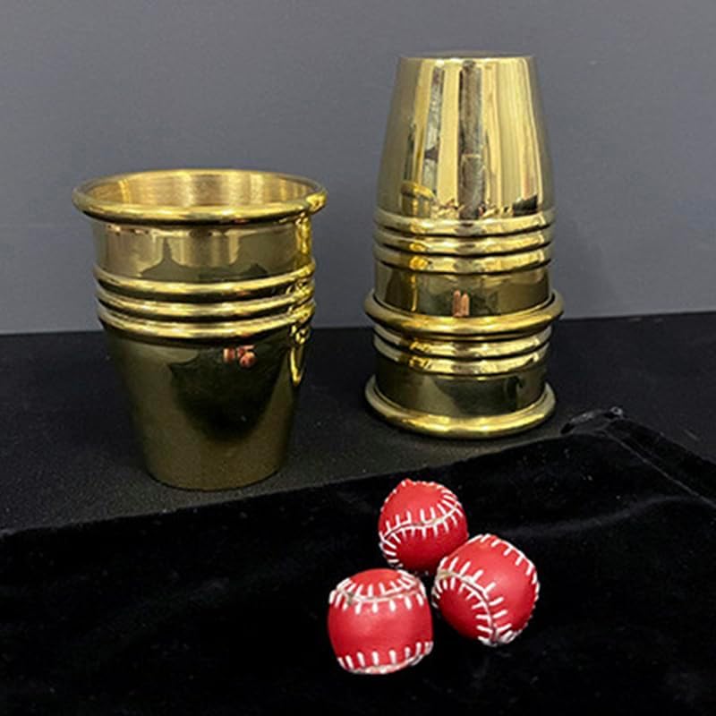 SUMAG Tazas y bolas (latón) Trucos de magia Clásico Chop Cup Ball Aparecer desaparecer etapa mágica Primer plano ilusiones Trucos mentalismo Props