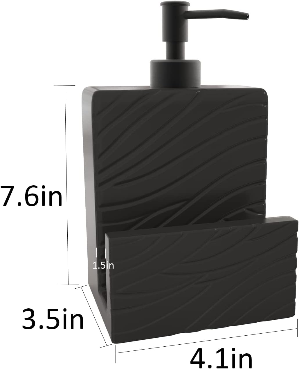 Dispensador de jabón con soporte para esponja, dispensador de jabón de cerámica para fregadero de cocina, dispensador de jabón líquido 2 en 1 con