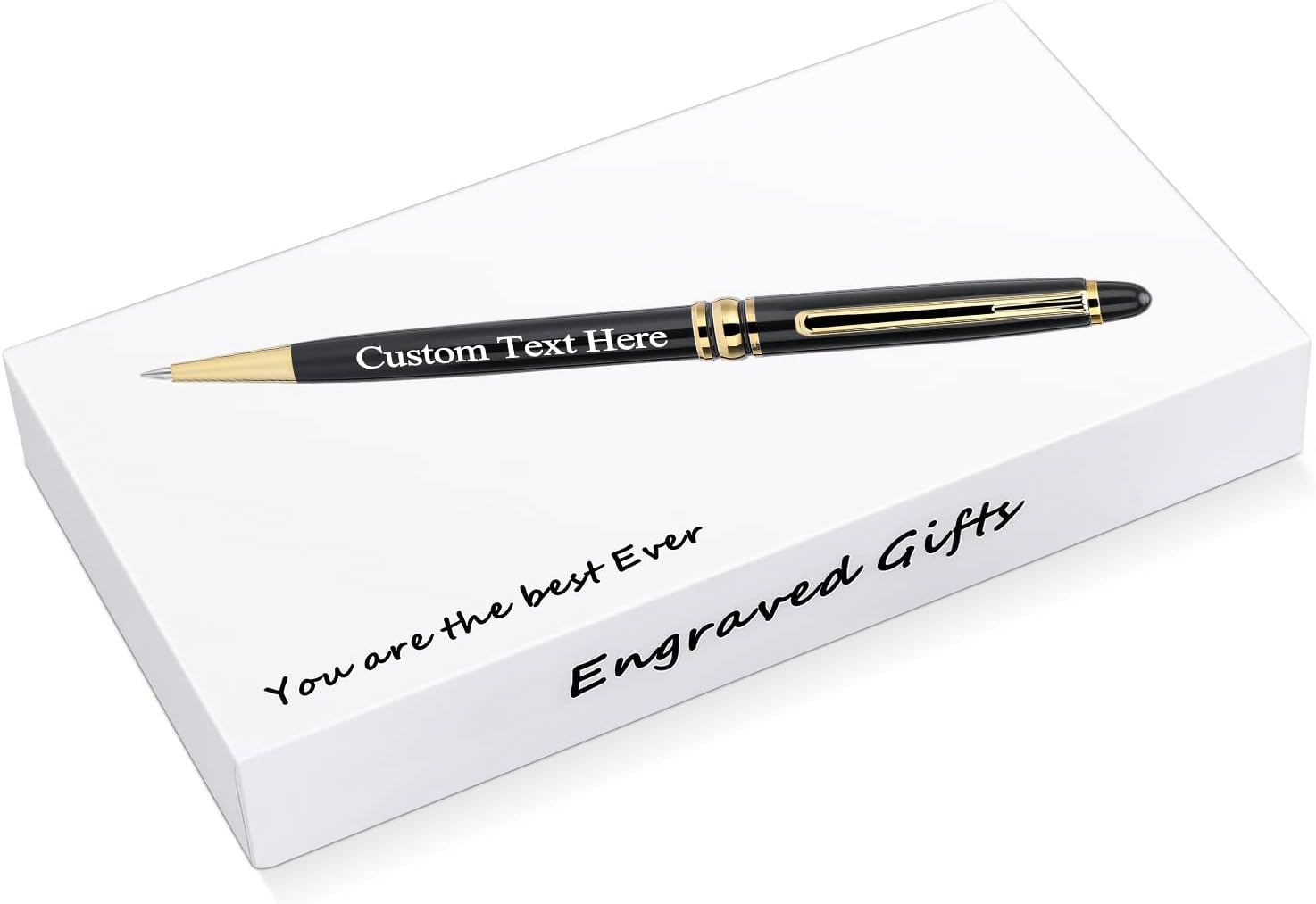 Bolígrafo personalizado, bolígrafo personalizado con caja de regalo de lujo, 2 bolígrafos grabados con giro, bolígrafo grabado con tu nombre o