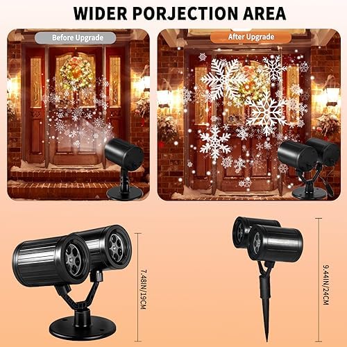 Luces de proyector de copo de nieve de Navidad de doble cabeza para exteriores, impermeables, para decoración del hogar y fiesta