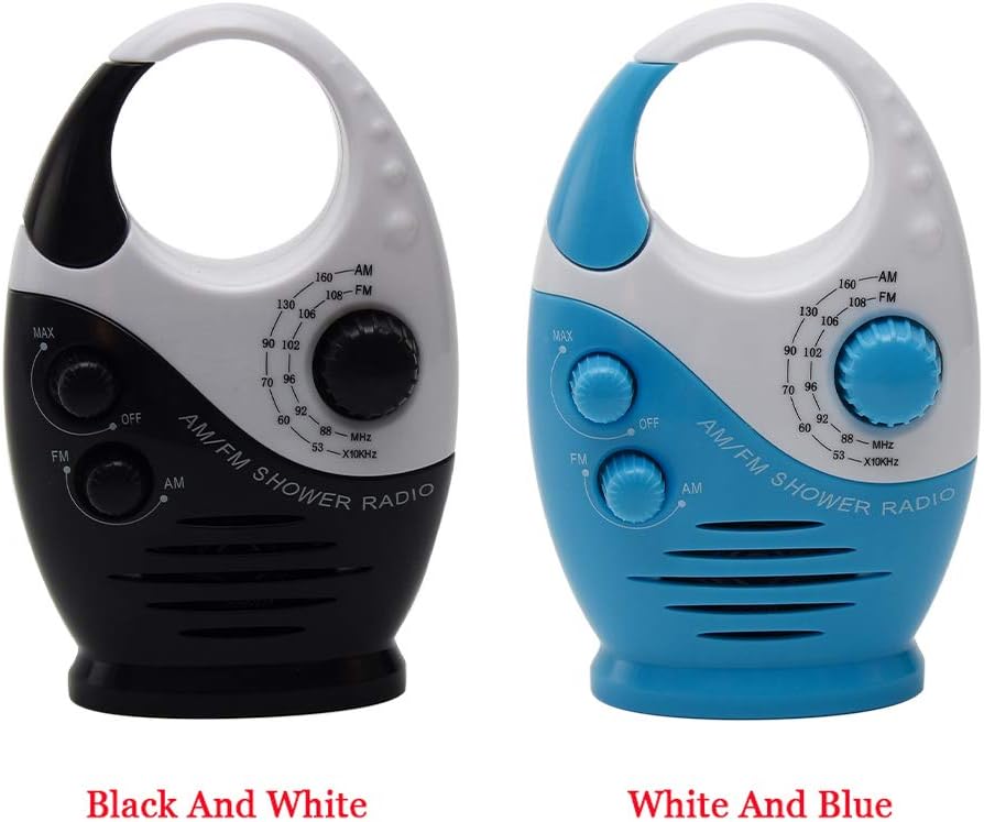 Radio de ducha, 3 V 0.5 W, volumen ajustable, para ducha AM FM, altavoz portátil impermeable, altavoces de ducha para baño, radio inalámbrica con