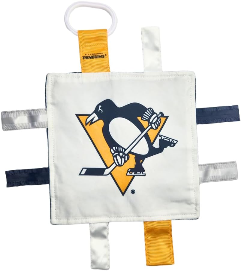 Pittsburgh Penguins – Juguete de etiqueta para bebé, juguete sensorial de hockey de la NHL para bebé, suave y seguro, juguete ideal para cochecito
