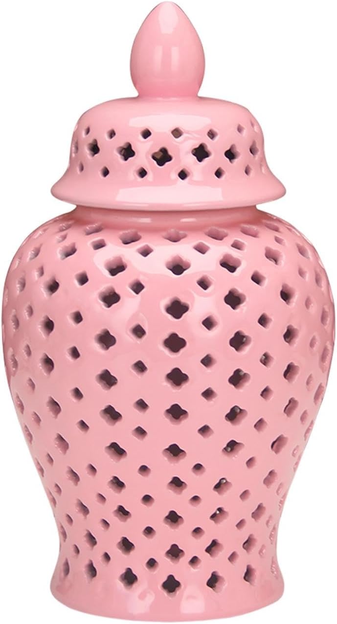 IEUDNS Tarro de cerámica de jengibre decorativo para almacenamiento, jarrón decorativo para decoración multiusos, arreglo floral, florero decorativo