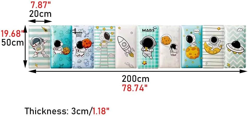 Paneles de pared 3D de dibujos animados 3D suave cabecero de cama autoadhesiva, anticolisión, calcomanías de pared para habitaciones de niños,