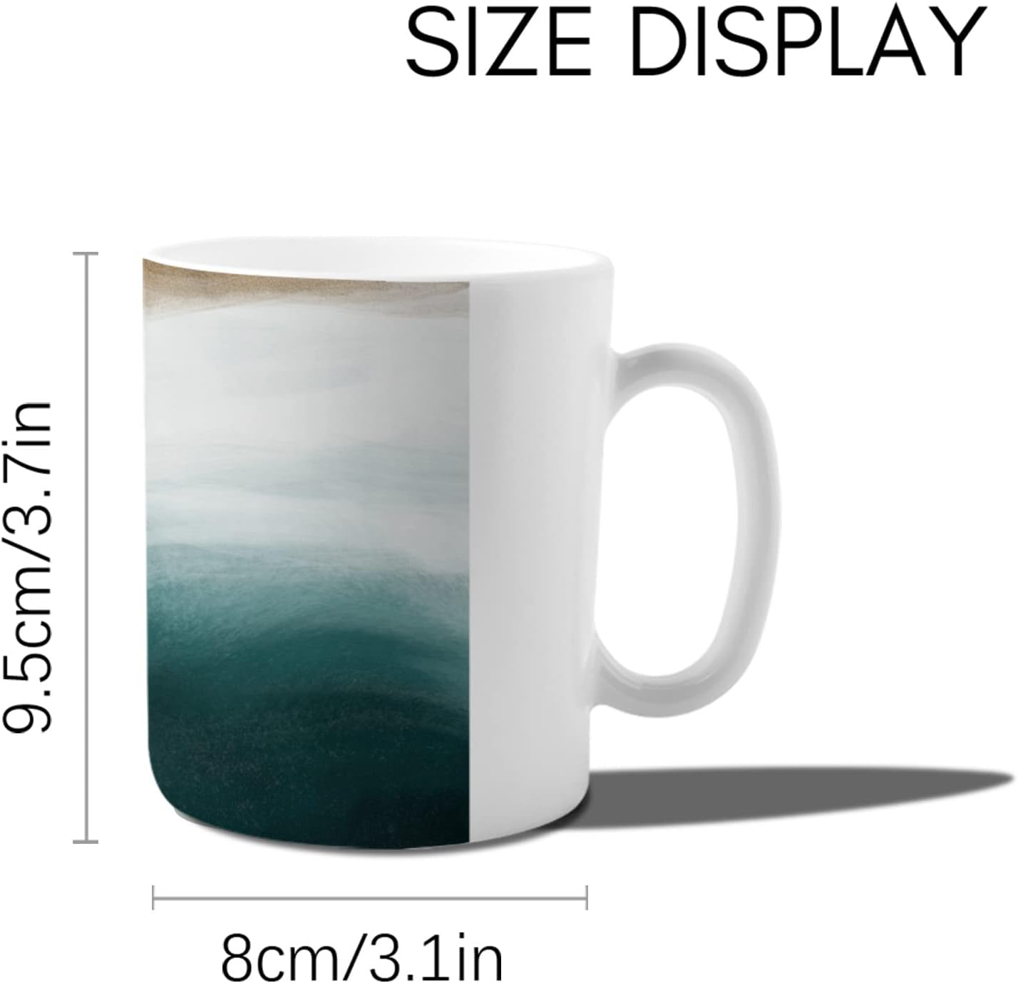 Taza de cerámica de 12 onzas para caféaguaté, taza de porcelana de color marrón, blanco, verde azulado, degradado, idea de regalo para el día de San