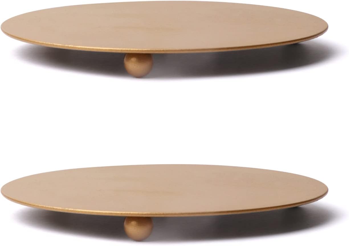 Satvik – 2 portavelas de metal de 4.5 pulgadas, portavelas de hierro decorativo dorado para velas de cera, pedestal, soporte de velas de té para
