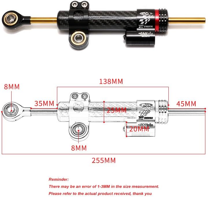 Amortiguador de dirección de motocicleta para Y-amaha FZ-25 2017-2018 estabilizador de amortiguador de dirección ajustable de fibra de carbono sin