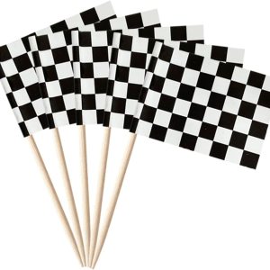 100 banderas a cuadros en blanco y negro para carreras, mini adornos pequeños para cupcakes, banderas, banderines para fiesta, cóctel, decoración de 100 banderas a cuadros en blanco y negro para carreras, mini adornos pequeños para cupcakes, banderas, banderines para fiesta, cóctel, decoración de