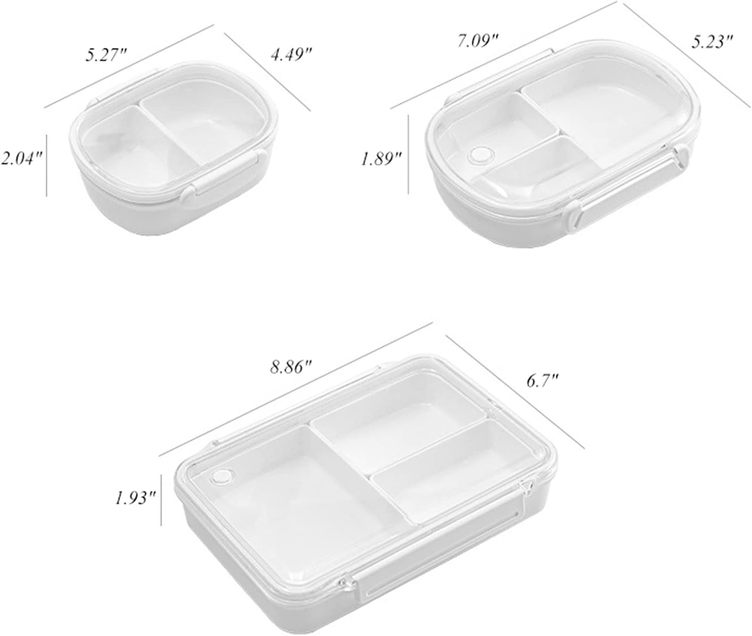 Lonchera dividida, 3 compartimentos para preparar comidas para niños y adultos, contenedores de almacenamiento de alimentos para la escuela,