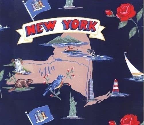 Tela de costura de calidad  Empire State of New York Map Tourism Fleece Fabric 36 x 44 pulgadas por The Yard