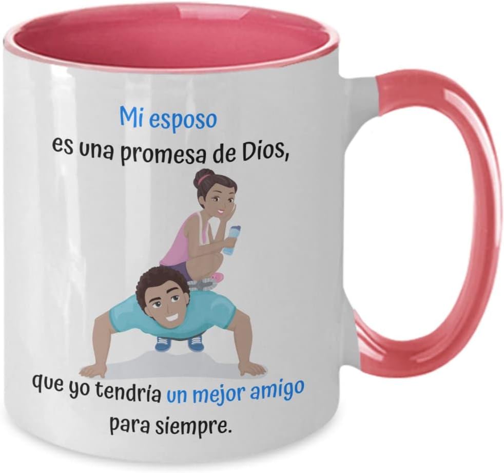 Taza 2 colores con mensaje de amor Taza de café para esposo Mi esposo es una promesa. Taza de dos tonos de 11 onzasRosa
