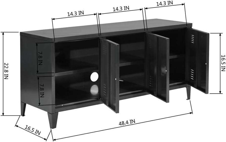 HouseinBox – Armario de almacenamiento de archivos para oficina (metal, 3 puertas, 3 en 1, 2 estantes, patas desmontables)