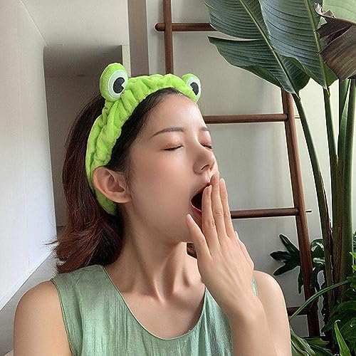 Jowxsx Diadema de maquillaje de rana verde, bandas elásticas de ala ancha, bandas para el cabello para niñas y mujeres, accesorios para el cabello,