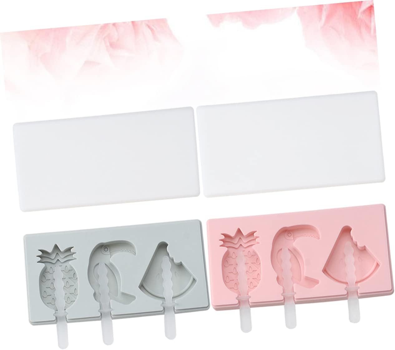 Zerodeko 6 juegos de moldes de silicona para tartas de paletas de helado, moldes de helado de frutas, moldes para helados con tapas, moldes de