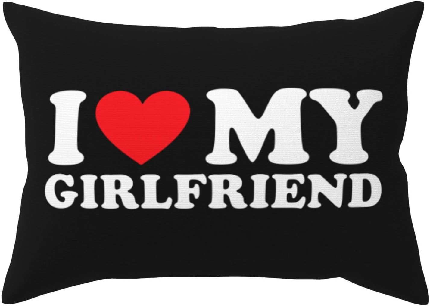 REDVIT I Love My Girlfriend – Fundas de almohada decorativas para el hogar, 20 x 26 pulgadas, para cama, sofá, automóvil, cafetería, hotel, funda de