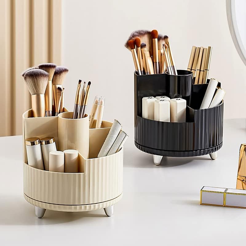 Soporte para brochas de maquillaje, organizador de brochas de maquillaje giratorio de 360 para tocador, organizador de almacenamiento de brochas de