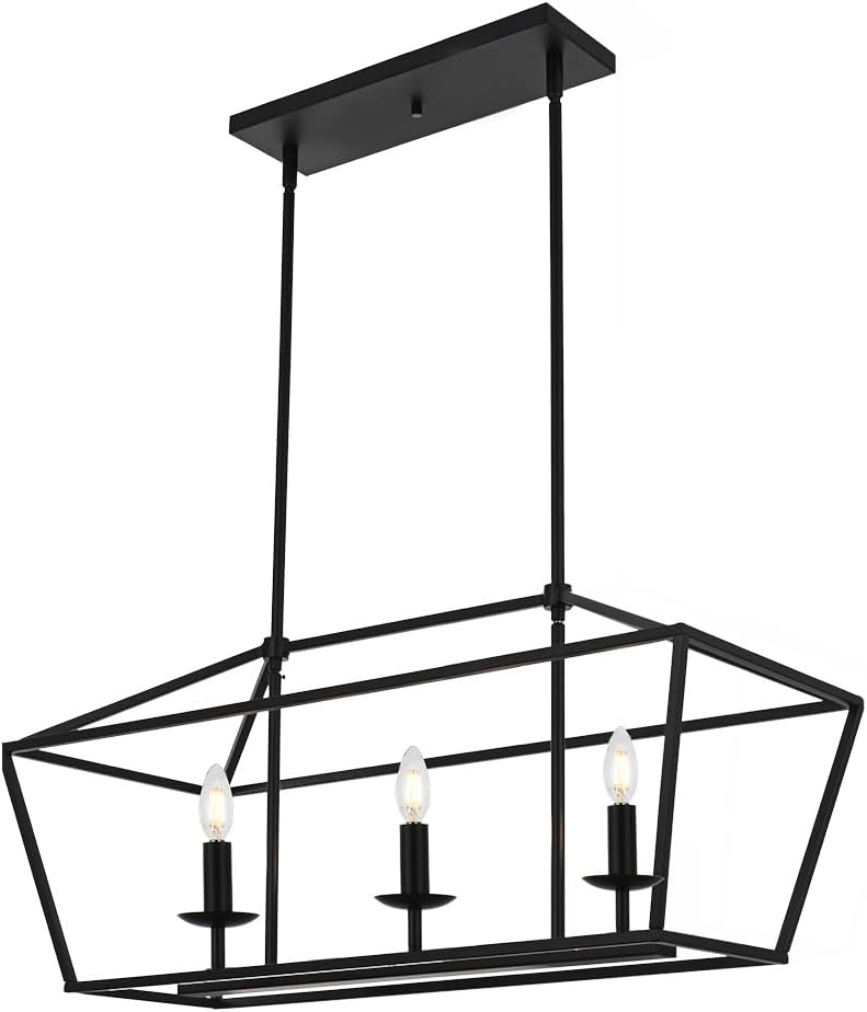 eluze Lámpara de araña de granja Pagoda linterna regulable ajustable de metal E12 colgante comedorcocina accesorios de luz