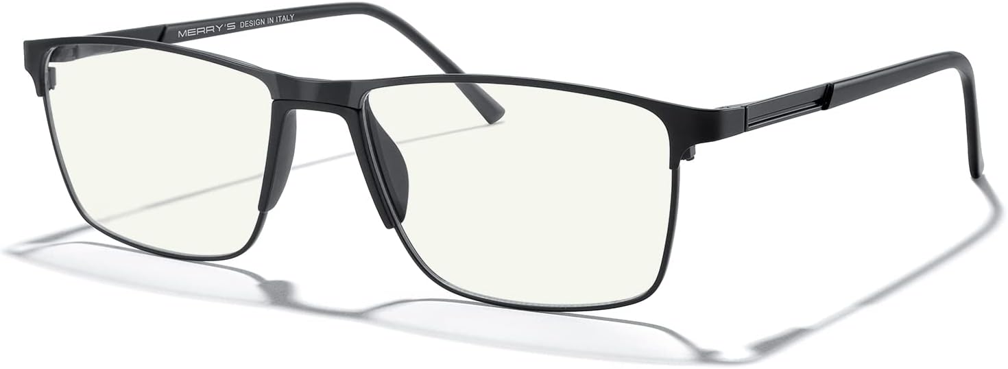 MERRY’S  Lentes de lectura con bloqueo de luz azul, lentes de moda masculina con montura de metal, bisagras de resorte