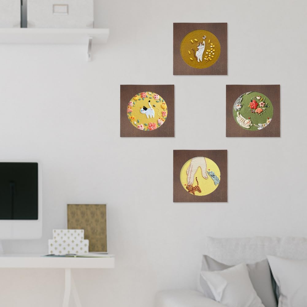 OLYCRAFT 4 aros de bordado de madera de 5.9 pulgadas de diámetro interior de madera de abedul cuadrados para bordar, marco de aro de punto de cruz,