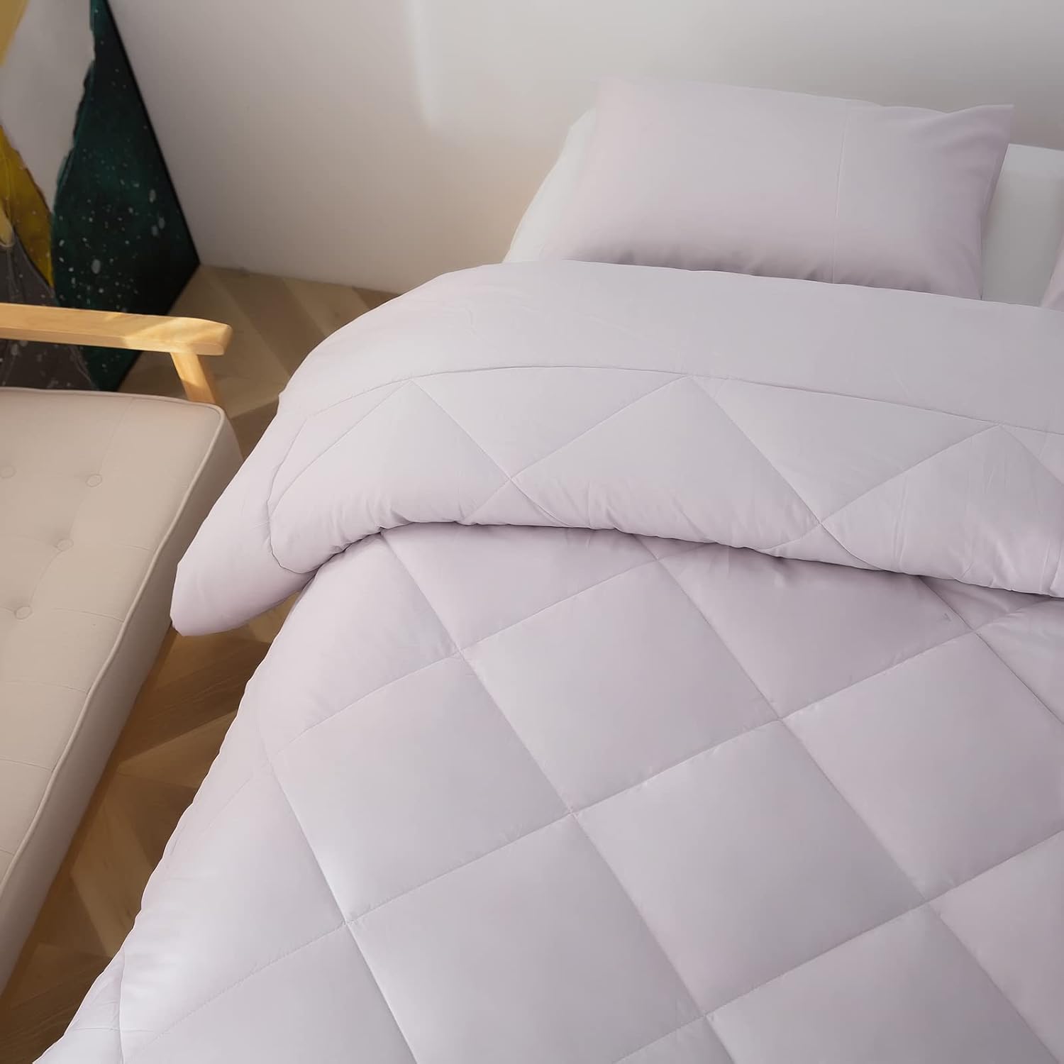ZUEXVOFY Juego de edredón de Navidad, tamaño King, edredón de microfibra ligera de color sólido con 2 fundas de almohada, juego de cama con pestañas