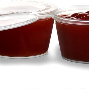 Vasos para porciones a prueba de fugas de 4.5 onzas con tapas, recipientes de plástico para soufflé de condimentos con tapa con bisagras adjunta, Vasos para porciones a prueba de fugas de 4.5 onzas con tapas, recipientes de plástico para soufflé de condimentos con tapa con bisagras adjunta,