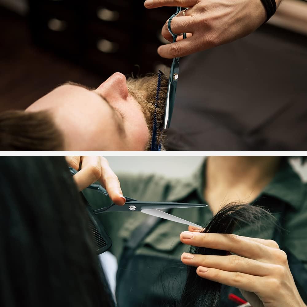 Tijeras rectas profesionales 440C de 6.5 pulgadas de longitud total, de acero inoxidable, tijeras de corte de pelo para madre, padre, amigos,