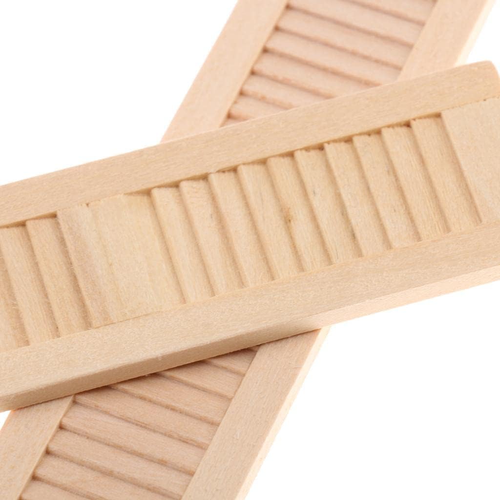 DYNWAVE Muebles hechos a mano para casa de muñecas de 112, persianas de madera, paquete de 4 pares, accesorios en miniatura, manos