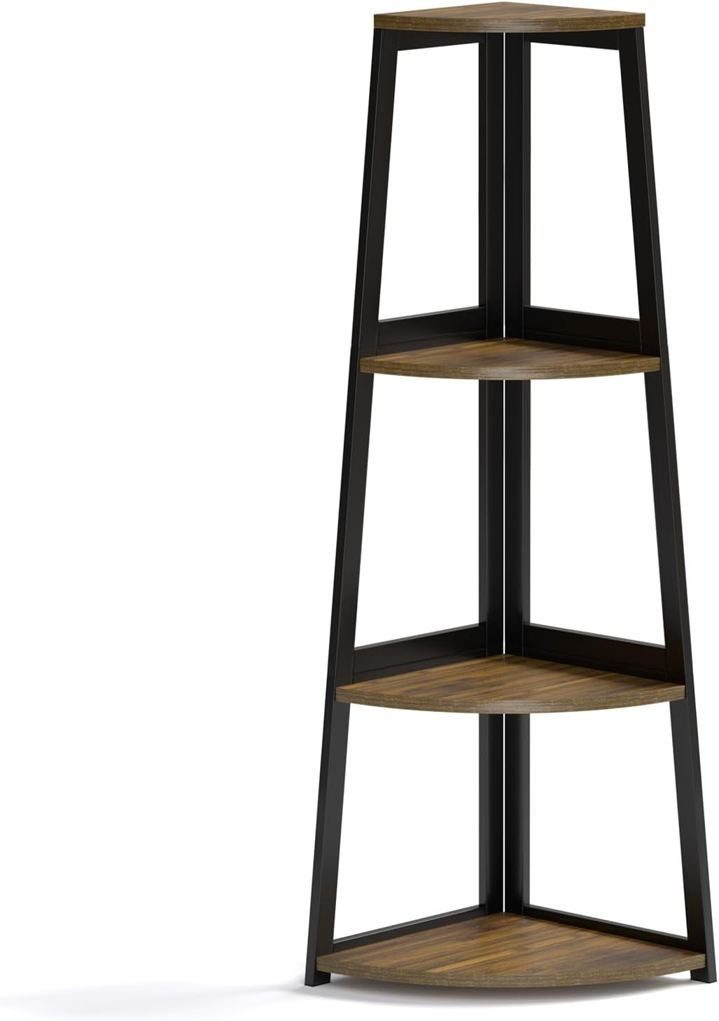 Estante esquinero de bambú, estantería esquinera de 4 niveles, estantería de escalera de esquina de 47.2 pulgadas de alto, estante moderno para