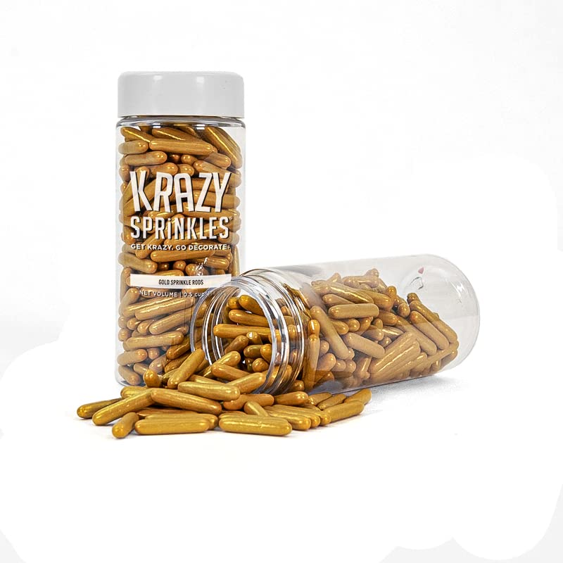 BAKELL Krazy Sprinkles – Gránulos comestibles de grado alimenticio 100 % dorado metálico, sin gluten, sin nueces, para pasteles, paletas, brownies y