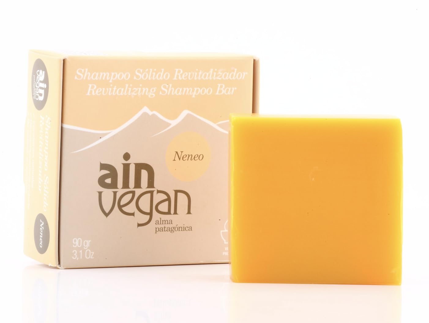 AIN – Barra de champú revitalizante vegana – Vegano con ingredientes naturales de Patagonia – Sólido para todo tipo de cabello – Anti encrespamiento