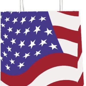 Joffreg Bolsa de regalo patriótica con asas, bolsas de recuerdo de fiesta de bandera estadounidense, decoración para el día de los veteranos, día de Joffreg Bolsa de regalo patriótica con asas, bolsas de recuerdo de fiesta de bandera estadounidense, decoración para el día de los veteranos, día de