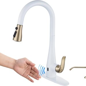 HGHGK Grifo de cocina sin contacto con dispensador de jabón y rociador extraíble, grifo de fregadero de cocina con sensor de una sola manija, diseño HGHGK Grifo de cocina sin contacto con dispensador de jabón y rociador extraíble, grifo de fregadero de cocina con sensor de una sola manija, diseño