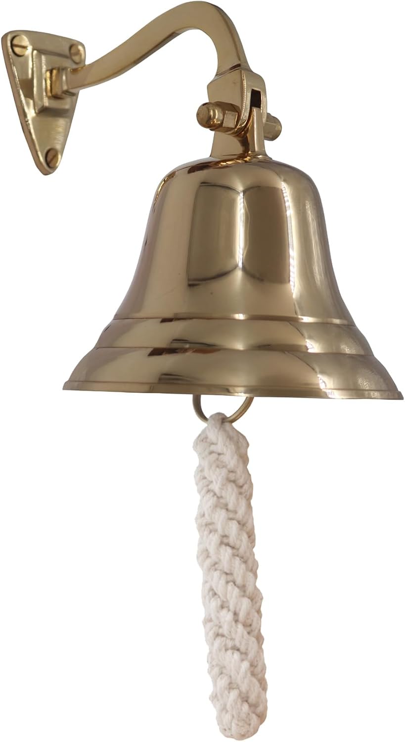 Campana colgante de latón macizo de 4 pulgadas para montar en la pared, perfecta para cenas, interiores, exteriores, escuela, bar, recepción, último