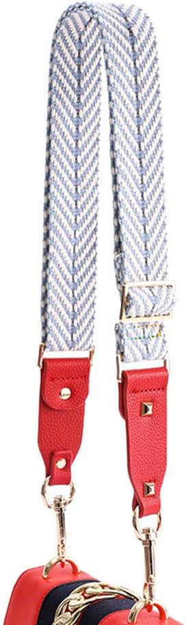 Correa de repuesto ajustable para bolso cruzado ancho para bolsa de hombro con correas de sarga a rayas, Blanco Azul-rojo, Classic