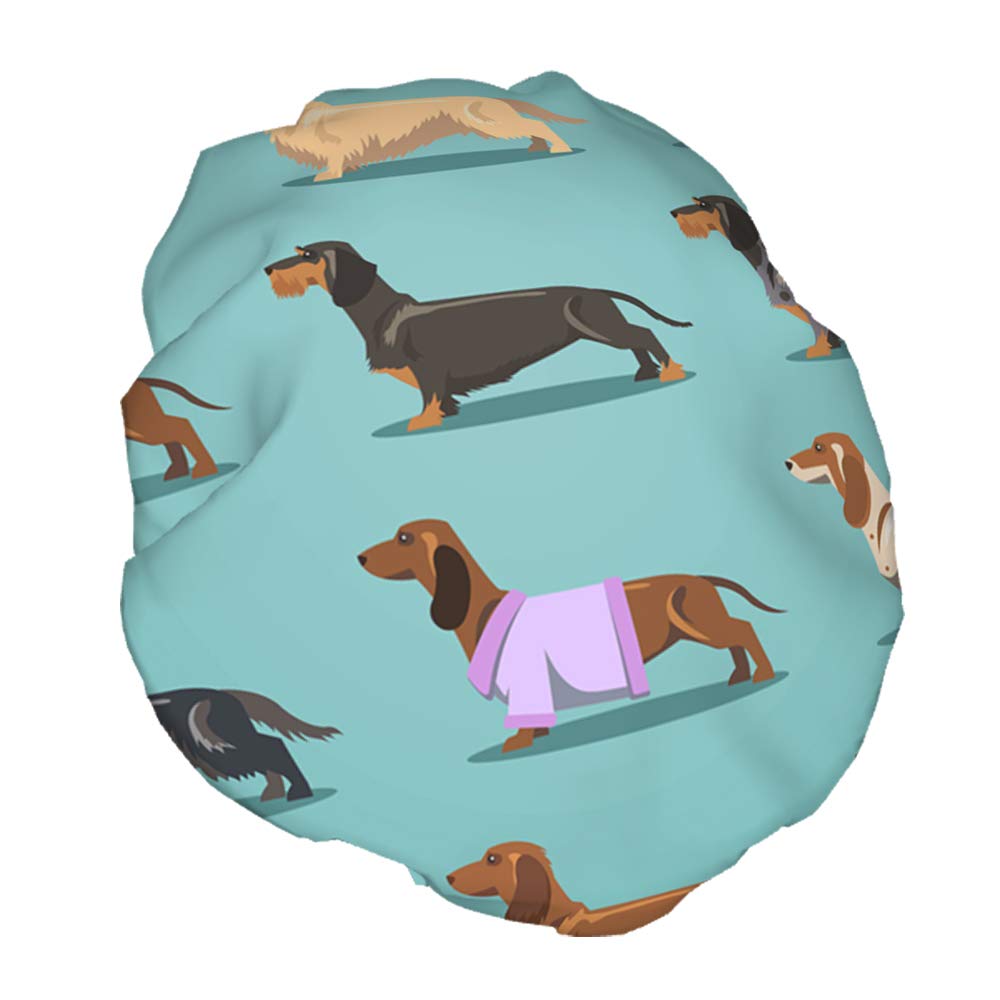 Swono Gorro de ducha para perro, bonito diseño de perro salchicha, impermeable, de doble capa, perfecto para todas las longitudes y grosores de