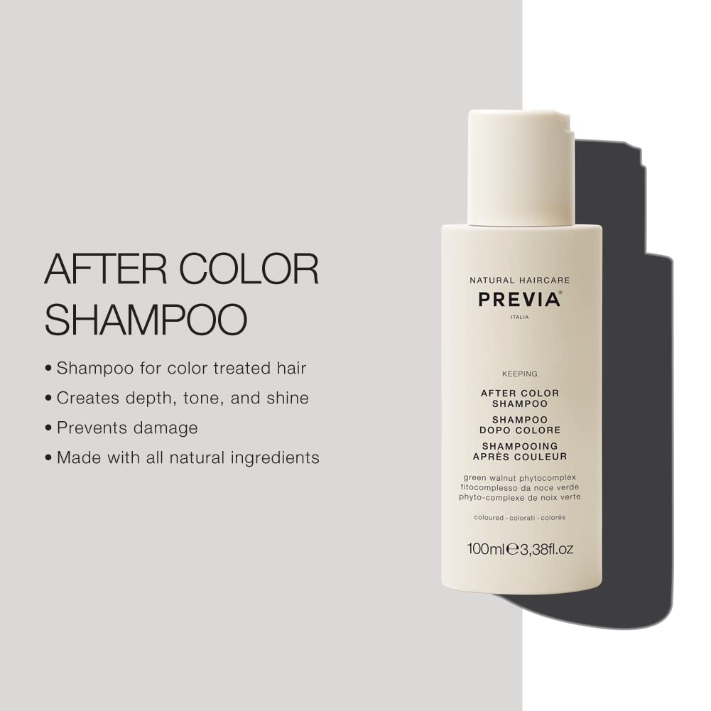 PREVIA Keeping After Color Shampoo – Champú protector para cabello teñido – Champú natural para protección del color (3.38 oz)
