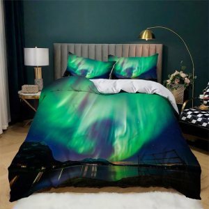Dark Blue Aurora Twin Duvet Cover Landscape Print Twin Bedding Sets Soft Microfiber Comforter Cover and 2 Pillow Shams 20″X26″, Bed Set Duvet Covers Dark Blue Aurora Twin Duvet Cover Landscape Print Twin Bedding Sets Soft Microfiber Comforter Cover and 2 Pillow Shams 20″X26″, Bed Set Duvet Covers