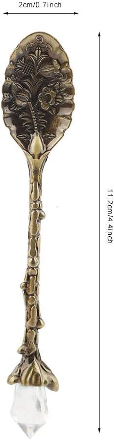 Cuchara de café, cuchara de postre con cabeza de cristal, diseño vintage, cuchara de café expreso, cuchara de té (bronce verde)