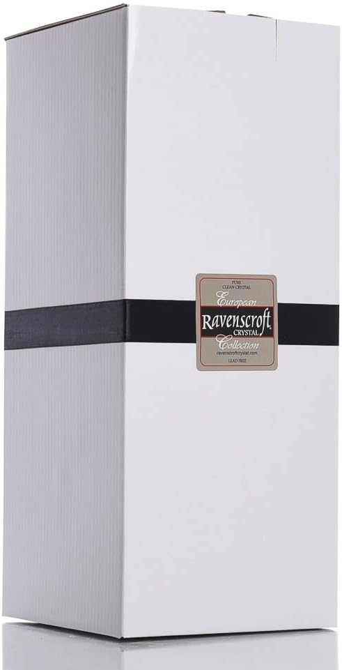 Ravenscroft personalizado – Decantador de whisky de hoja biselada de cristal sin plomo y 4 vasos de whisky escocés de malta individual y bandeja de
