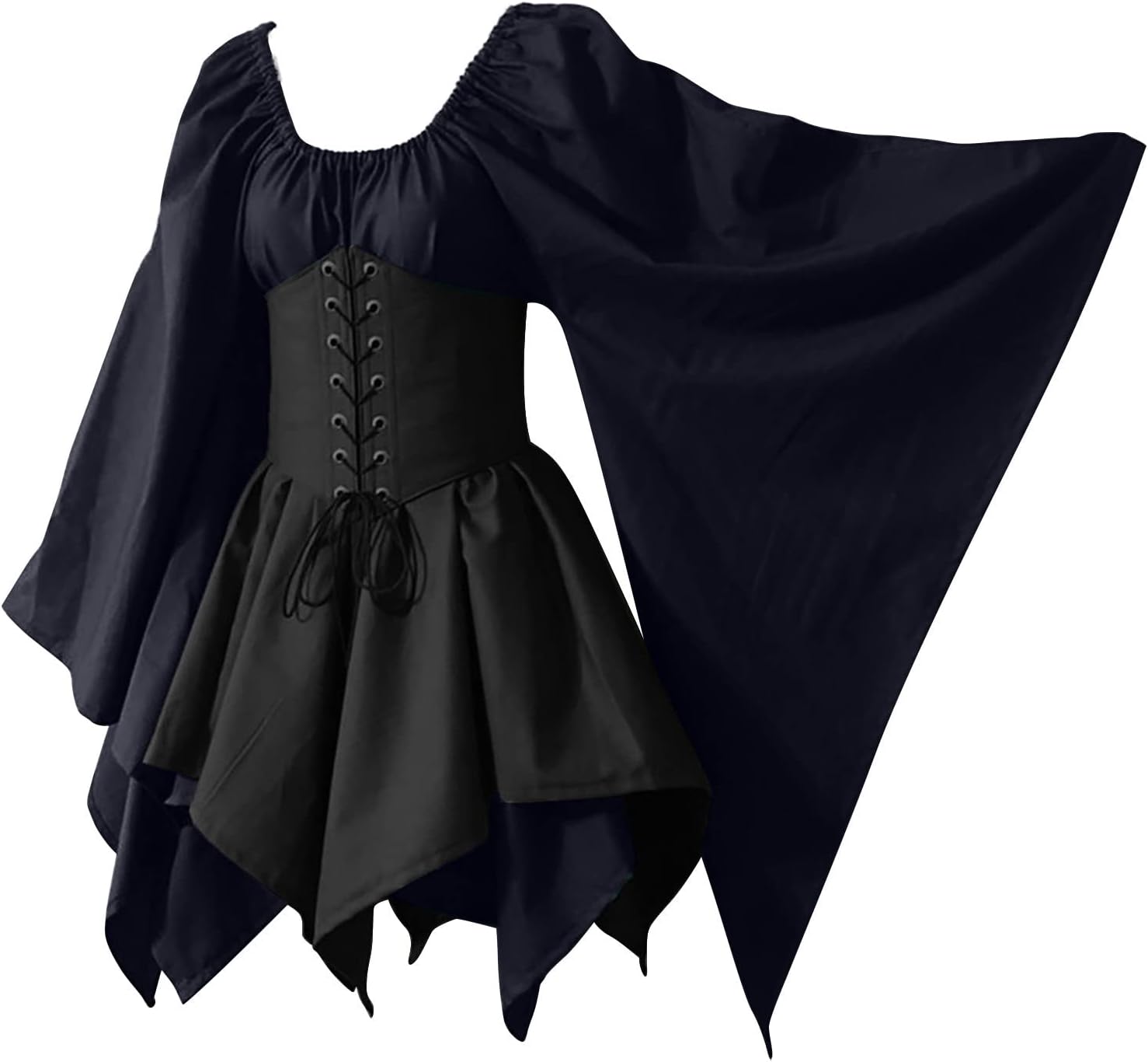 Bilqis Vestido renacentista para mujer, disfraz medieval de talla grande con corsé, Halloween, elfo, cosplay, manga corta, traje de hadas