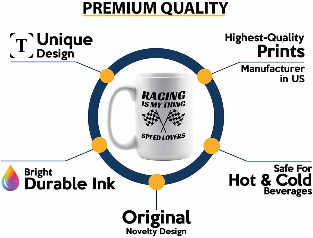 Racer Coffee Mug 15oz White – Racing Is My Thing – Fuel Speed Racer Car Guys Circuit Automotive Racing Boy Gifts For Him Dad Men Boyfriend