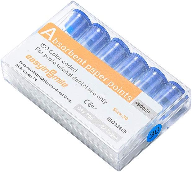 1 caja de puntos de papel absorbente endodoncia 020406 Tapper para Dental Endo estéril tamaños mixtos (30 # 0.2 cónico)