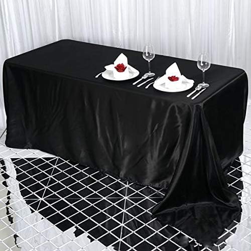 BalsaCircle Mantel rectangular de satén negro de 90 x 132 pulgadas para mesa de boda, fiesta, recepción, eventos, cocina y comedor